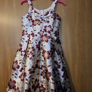 Speechless Burgundy and White Floral Kids Dress